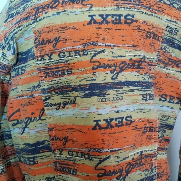 Navi Authentic Jeanswear Jacket 2XL Sexy Girl Patterned Multicolor Denim Pockets - Picture 7 of 9